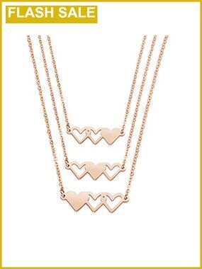 Stainless Steel Friendship Necklace for 3, Three Hearts Necklace/Bracelet Set,